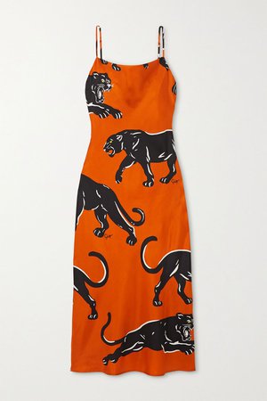 Orange Bibi printed silk-satin maxi dress | Olivia von Halle | NET-A-PORTER