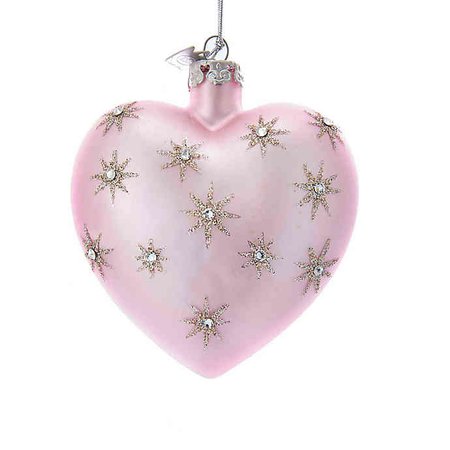 3.2-Inch Glitter Star Heart Christmas Ornament in Light Pink/Silver | Bed Bath & Beyond