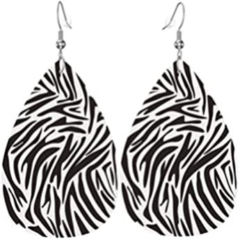 Amazon.com: Teardrop Zebra Leather Earrings for Women Girls Zebra Print Earrings Lightweight Black White Drop Dangle Earrings (C): Clothing, Shoes & Jewelry