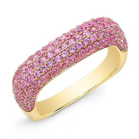 Anne Sisteron 14KT Yellow Gold Pink Sapphire Square Ring