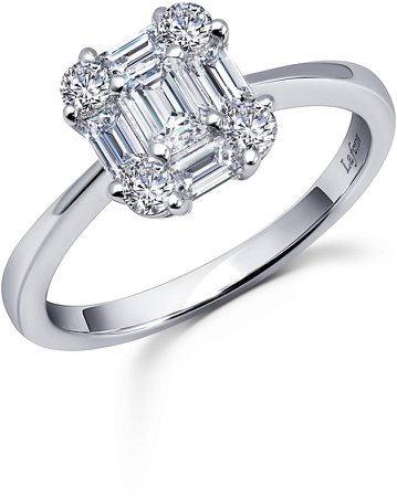 Baguette Halo Simulated Diamond Ring