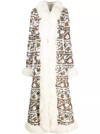 Giambattista Valli embroidered-design faux-fur Trim Coat - Farfetch