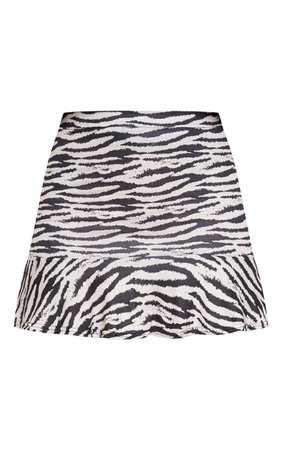 Stone Zebra Print Flippy Hem Mini Skirt | PrettyLittleThing USA
