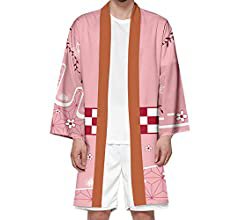 Amazon.com: Demon Slayer Anime Cosplay Kimono Cardigan Jacket and Kimetsu no Yaiba Boy's Open Front Coat Pink M: Clothing, Shoes & Jewelry