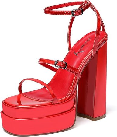 Amazon.com | vivianly Womens Platform Ankle Strap Sandals Open Toe Chunky Block High Heels size 7 | Heeled Sandals