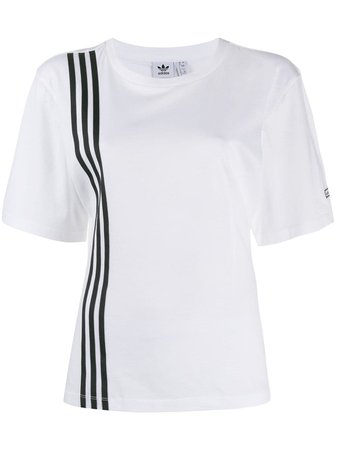 White Adidas Stripe Print T-Shirt | Farfetch.com