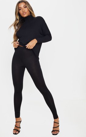 Black Jersey High Waisted Leggings | Co-Ords | PrettyLittleThing