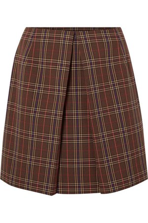 MM6 Maison Margiela | Pleated checked woven mini skirt | NET-A-PORTER.COM