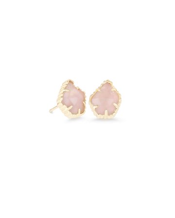 Tessa Gold Stud Earrings in Rose Quartz | Kendra Scott