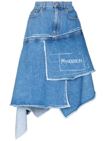 Shop JW Anderson asymmetric denim skirt with Express Delivery - FARFETCH