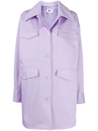 Purple MM6 Maison Margiela oversized button-up jacket S52AM0153S53090 - Farfetch