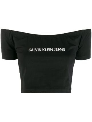 Calvin Klein Jeans logo print crop top $42 - Shop AW19 Online - Fast Delivery, Price