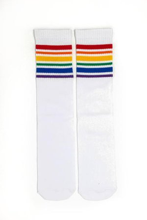 Rainbow Stripe Knee High Socks - Sparkle In Pink