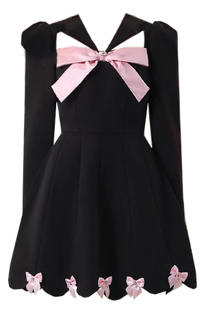 black and pink bow dress