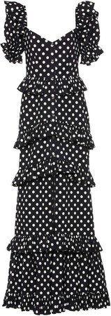 Iva Tiered Polka Dot Gown