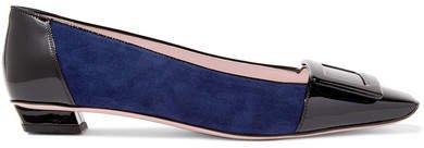 Belle Vivier Patent-leather And Suede Ballet Flats - Navy