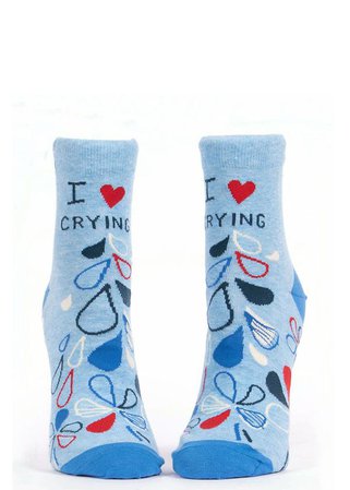 I Love Crying Socks | Funny Ankle Socks With Tears For Emotional Women - ModSock