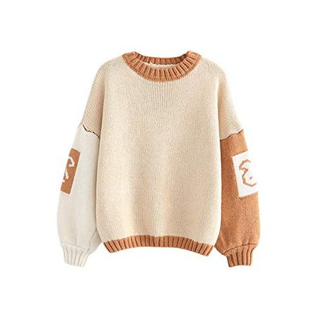 Mori Girl Sweet Cute Lantern Sleeves Knitted Sweater (Dark Khaki): Amazon.co.uk: Clothing