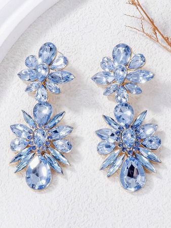 1pair Resin Rhinestone Exaggerated Earrings For Women, Party And Festival Accessories | SHEIN