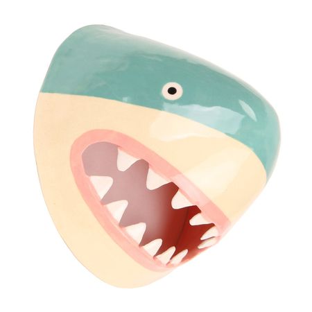 Teal - ceramic wall hanging shark head — LORIEN STERN