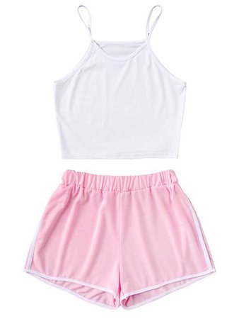 Amazon.com: SweatyRocks Women's 2 Piece Outfit Strapy Crop Top and Shorts Set Tracksuits: Clothing