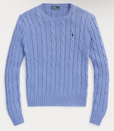 Polo Ralph Lauren https://www.ralphlauren.com/women-clothing-sweaters/cable-knit-cotton-crewneck-sweater/638616.html Cable-Knit Cotton Crewneck Sweater