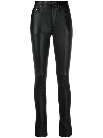 Black Saint Laurent skinny-fit leather trousers 619744Y5RG2 - Farfetch