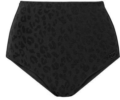 The Georgia Stretch Leopard-jacquard Bikini Briefs - Black