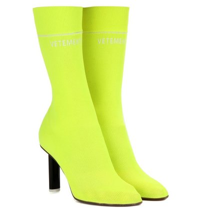 Vetememts Lime Green Sock Ankle Boots