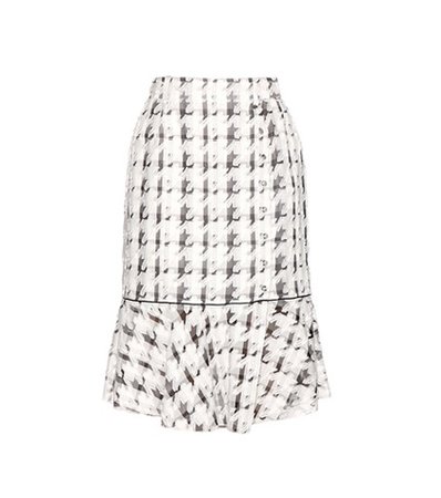 Embroidered checked skirt