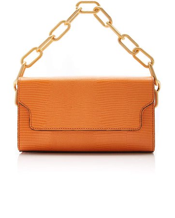 Marge Sherwood Clutch Box And Chain Lizard-Effect Leather Top Handle
