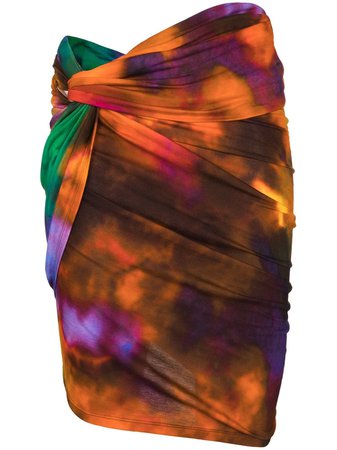 The Attico tie-dye print mini skirt orange 211WCS42P043 - Farfetch