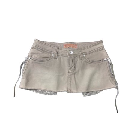 light tan denim mini skirt with exposed pocket