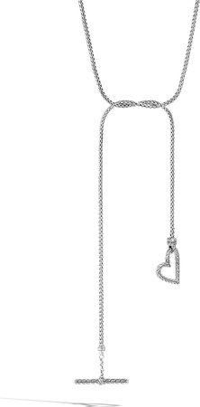 Classic Chain Adwoa Long Sterling Silver Heart Toggle Necklace