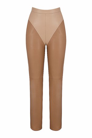 'Alpha' Coffee And Creme Vegan Leather Panelled Trousers - Mistress Rock