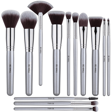 Silver makeup brushes