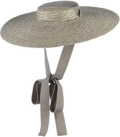 NA 4- Color Wide-Brimmed Flat-top Straw hat Ladies Ribbon Summer Beach hat Punter Fashion Sunhat Chin with Gray Green at Amazon Men’s Clothing store