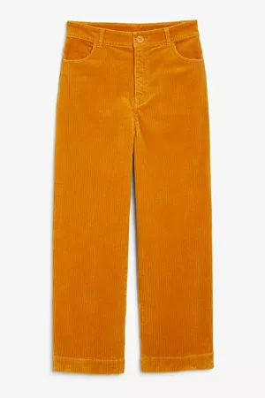 Wide leg corduroy trousers - Orange rust - Trousers - Monki GB