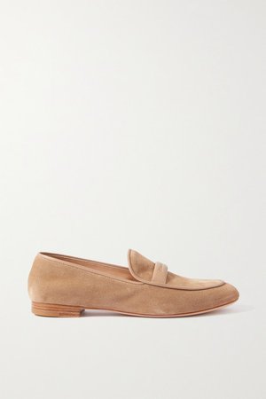 Maxime Leather-trimmed Suede Loafers - Neutral