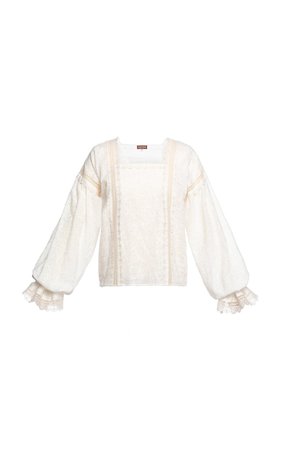Sultana Lace-Trimmed Floral-Embroidered Top by Lena Hoschek | Moda Operandi