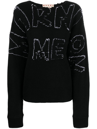 Marni logo-embroidered knitted jumper