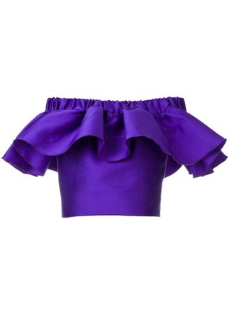 purple ruffle cropped top shirt crop