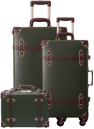 Vintage Style Luggage Set, Green