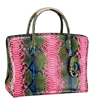 pink green blue skin purse