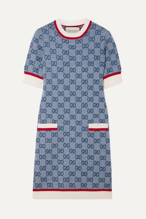 Gucci | Intarsia wool and cotton-blend mini dress | NET-A-PORTER.COM