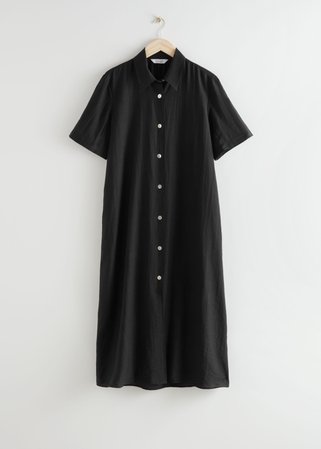 Buttoned Maxi Shirt Dress - Black - Maxi dresses - & Other Stories