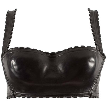 Alaia Spring-Summer 1992 black leather lace up bra For Sale at 1stDibs | black spring 1992, black leather bra