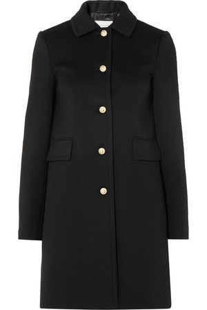 gucci black coat with pearls