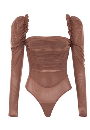 House of CB Brown Mesh top