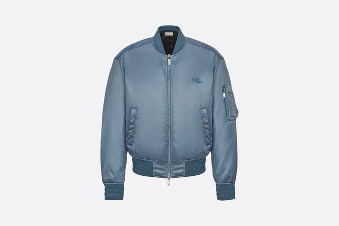 DIOR AND SHAWN BOMBER JACKET Light Blue Technical Satin Twill